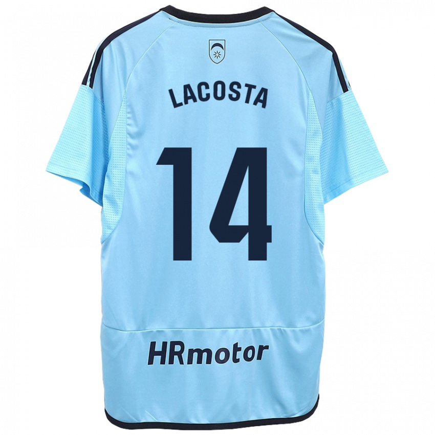 Hombre Camiseta Iara Lacosta Sanchez #14 Azul 2ª Equipación 2023/24 La Camisa