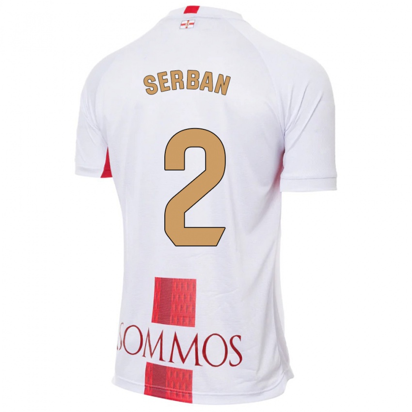 Hombre Camiseta Alin Serban #2 Blanco 2ª Equipación 2023/24 La Camisa