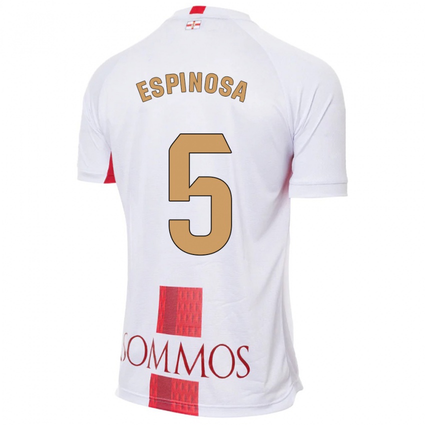 Hombre Camiseta Diego Espinosa #5 Blanco 2ª Equipación 2023/24 La Camisa