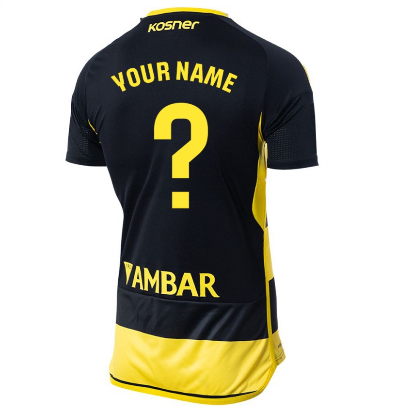 Hombre Camiseta Su Nombre #0 Negro Amarillo 2ª Equipación 2023/24 La Camisa