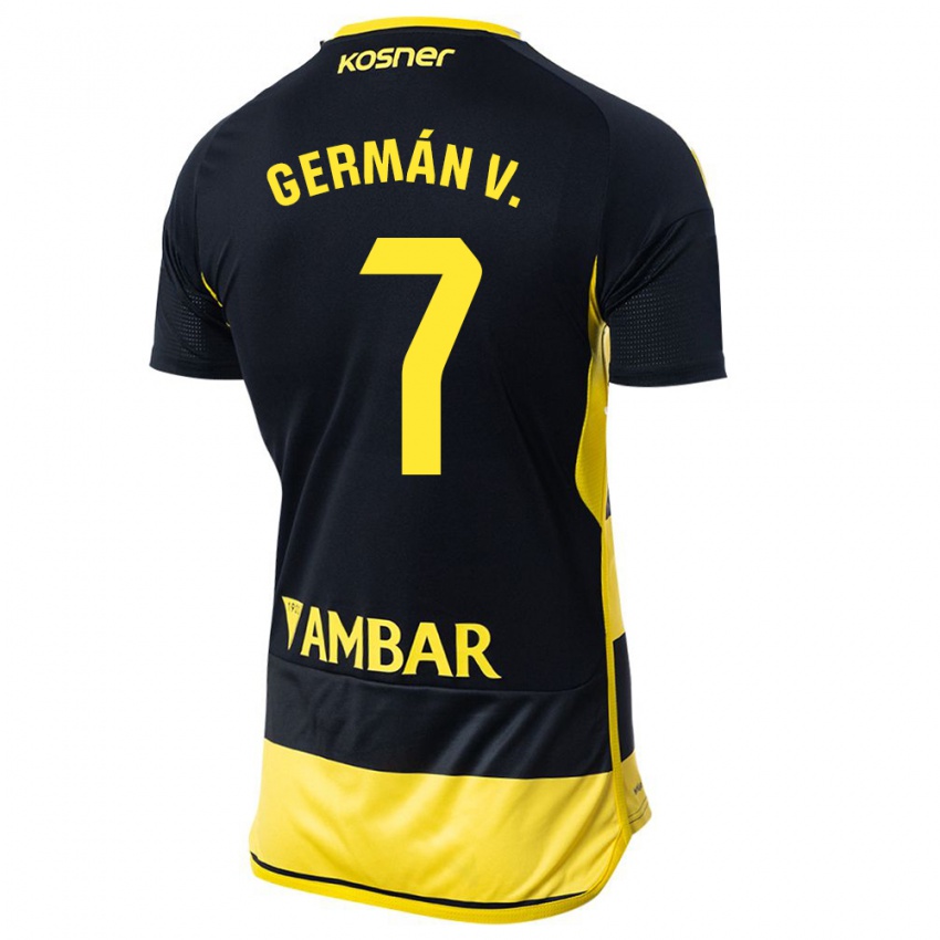 Hombre Camiseta German Valera #7 Negro Amarillo 2ª Equipación 2023/24 La Camisa