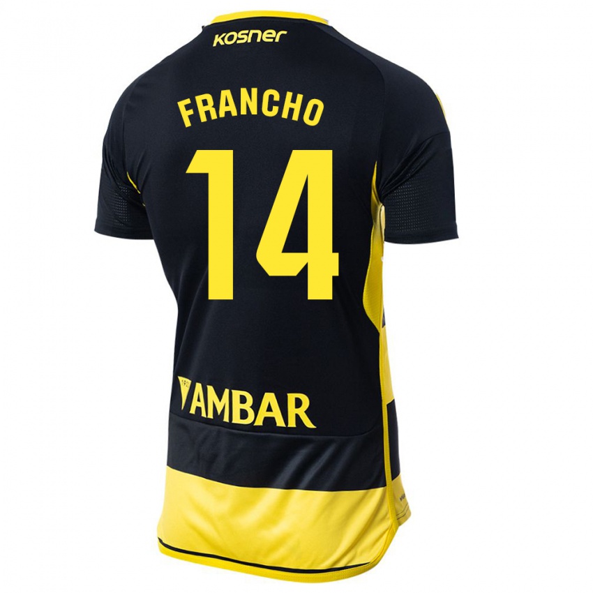 Hombre Camiseta Francho Serrano #14 Negro Amarillo 2ª Equipación 2023/24 La Camisa