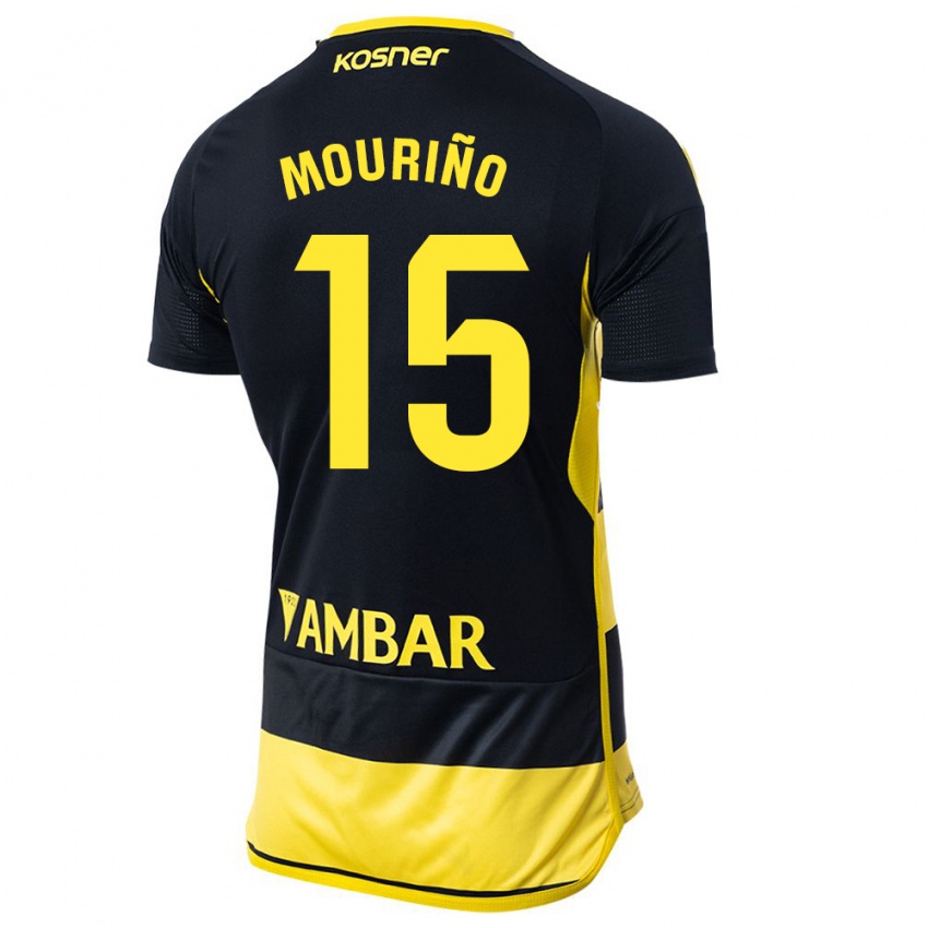 Hombre Camiseta Santiago Mouriño #15 Negro Amarillo 2ª Equipación 2023/24 La Camisa