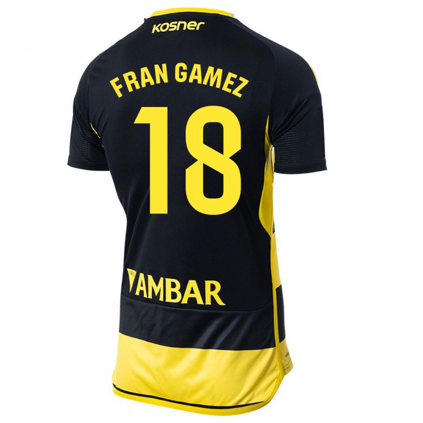Hombre Camiseta Fran Gámez #18 Negro Amarillo 2ª Equipación 2023/24 La Camisa