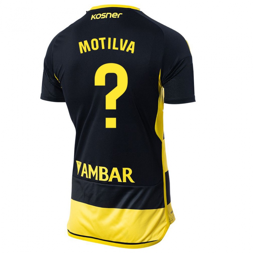 Hombre Camiseta Adrián Motilva #0 Negro Amarillo 2ª Equipación 2023/24 La Camisa