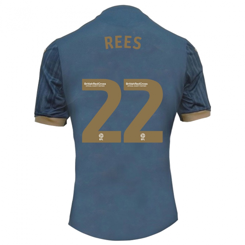 Hombre Camiseta Nia Rees #22 Verde Azulado Oscuro 2ª Equipación 2023/24 La Camisa