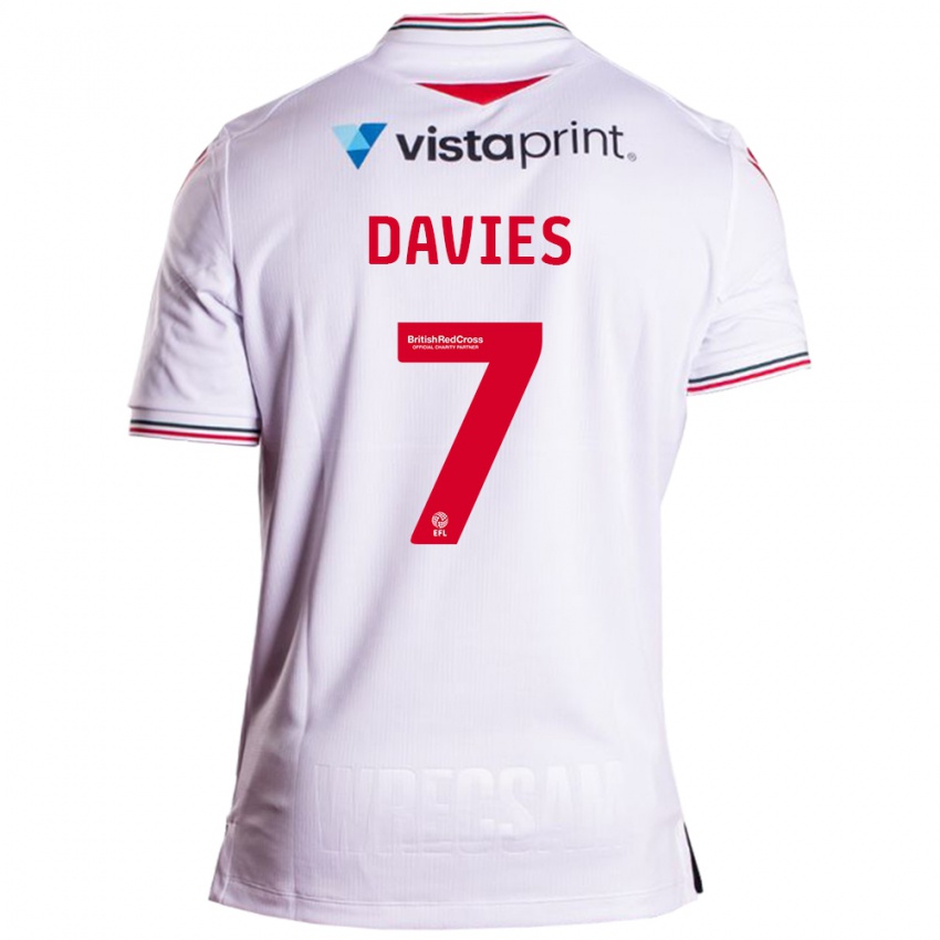 Hombre Camiseta Jordan Davies #7 Blanco 2ª Equipación 2023/24 La Camisa