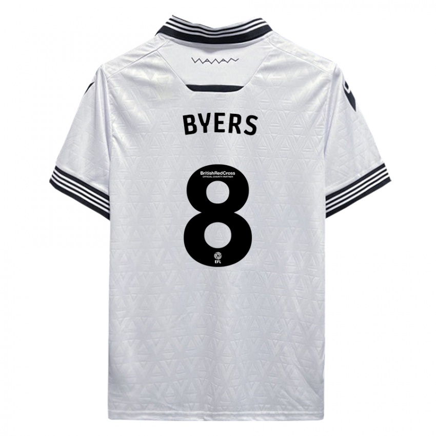 Hombre Camiseta George Byers #8 Blanco 2ª Equipación 2023/24 La Camisa
