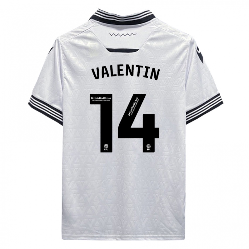 Hombre Camiseta Pol Valentín #14 Blanco 2ª Equipación 2023/24 La Camisa
