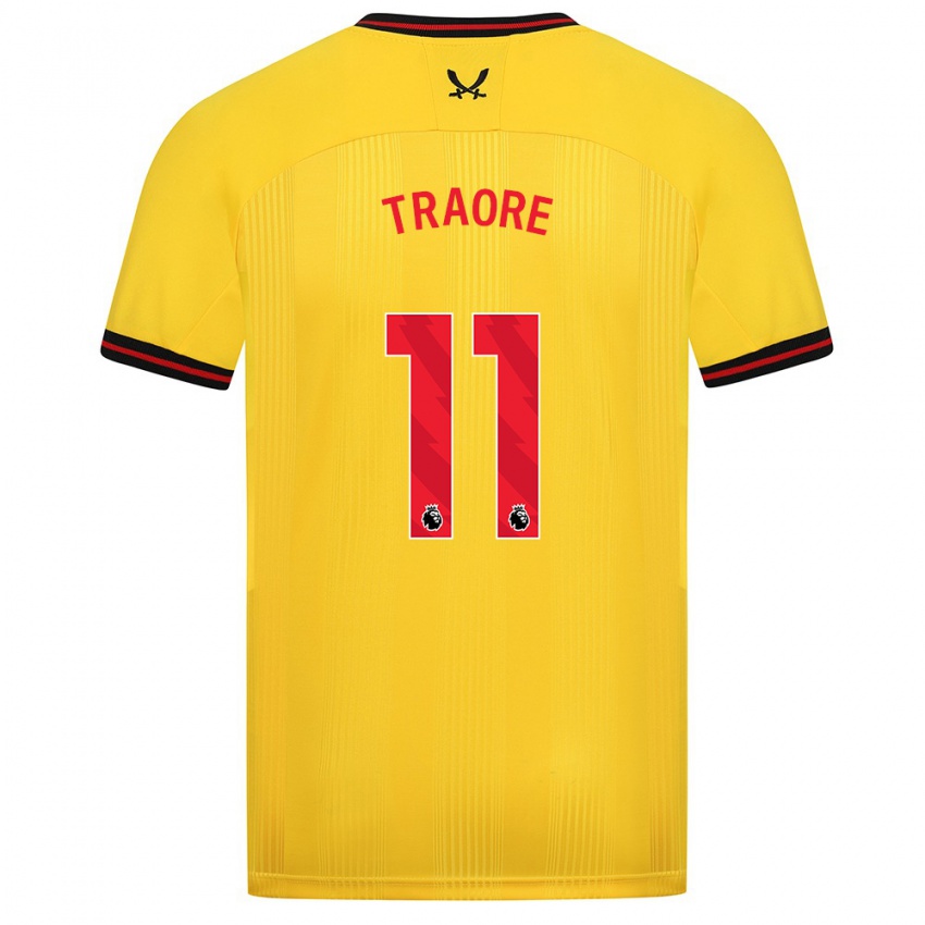 Hombre Camiseta Bénie Traoré #11 Amarillo 2ª Equipación 2023/24 La Camisa