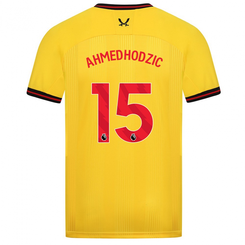 Hombre Camiseta Anel Ahmedhodzic #15 Amarillo 2ª Equipación 2023/24 La Camisa