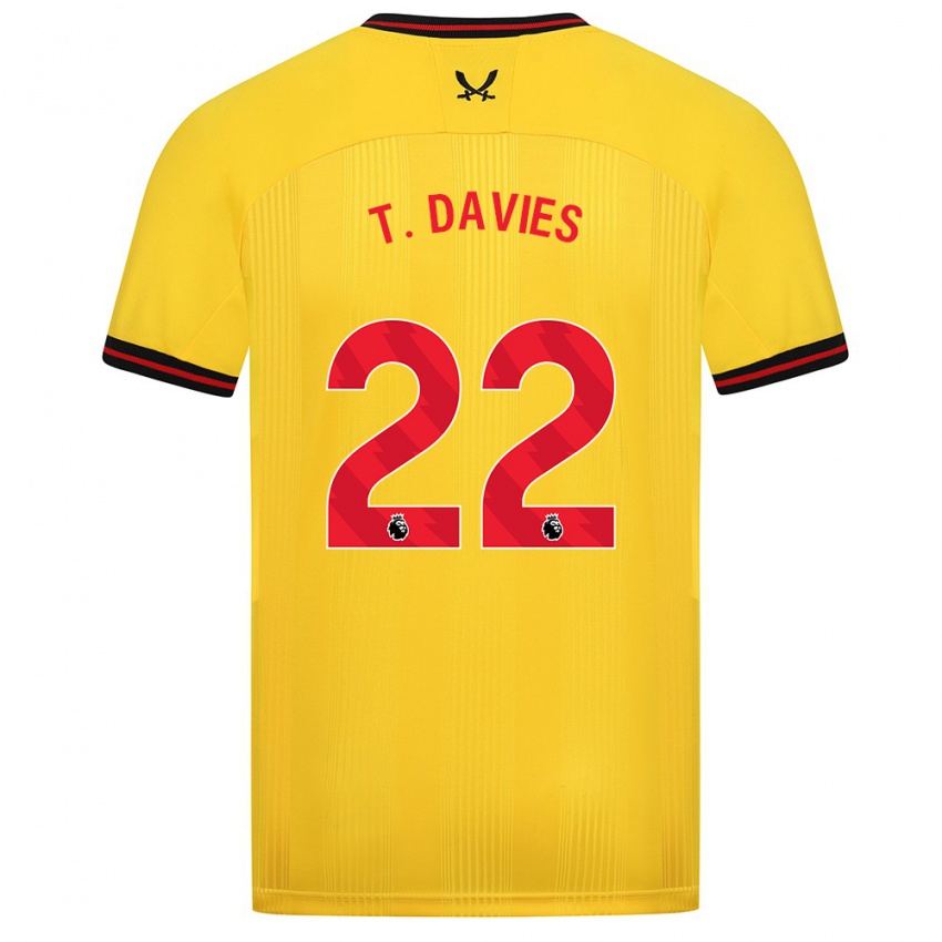 Hombre Camiseta Tom Davies #22 Amarillo 2ª Equipación 2023/24 La Camisa