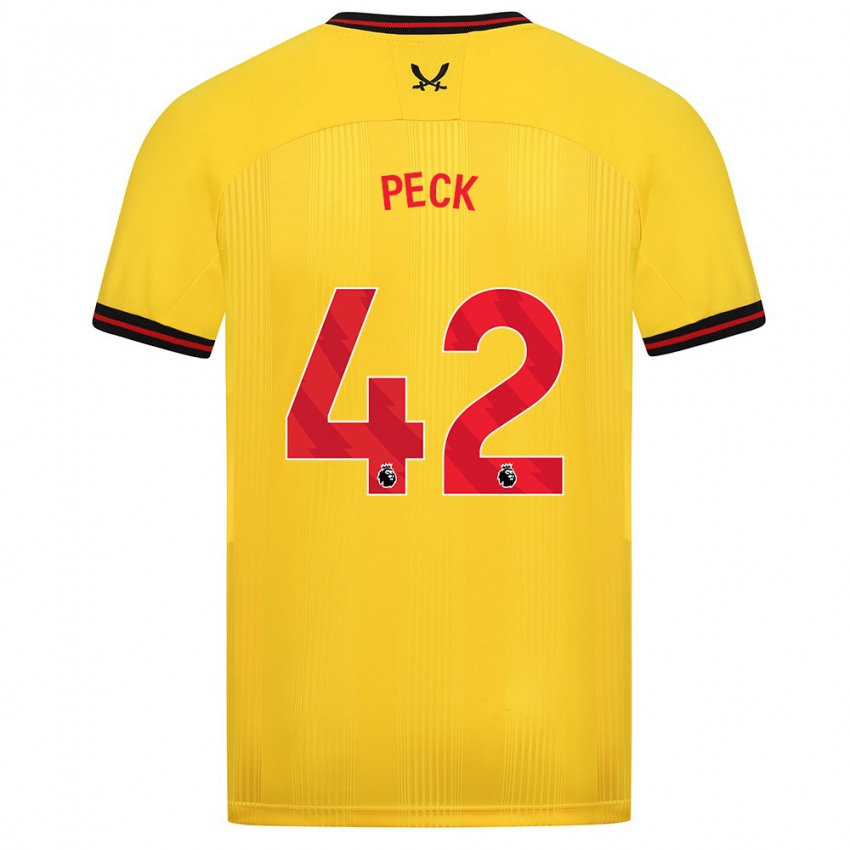 Hombre Camiseta Sydie Peck #42 Amarillo 2ª Equipación 2023/24 La Camisa