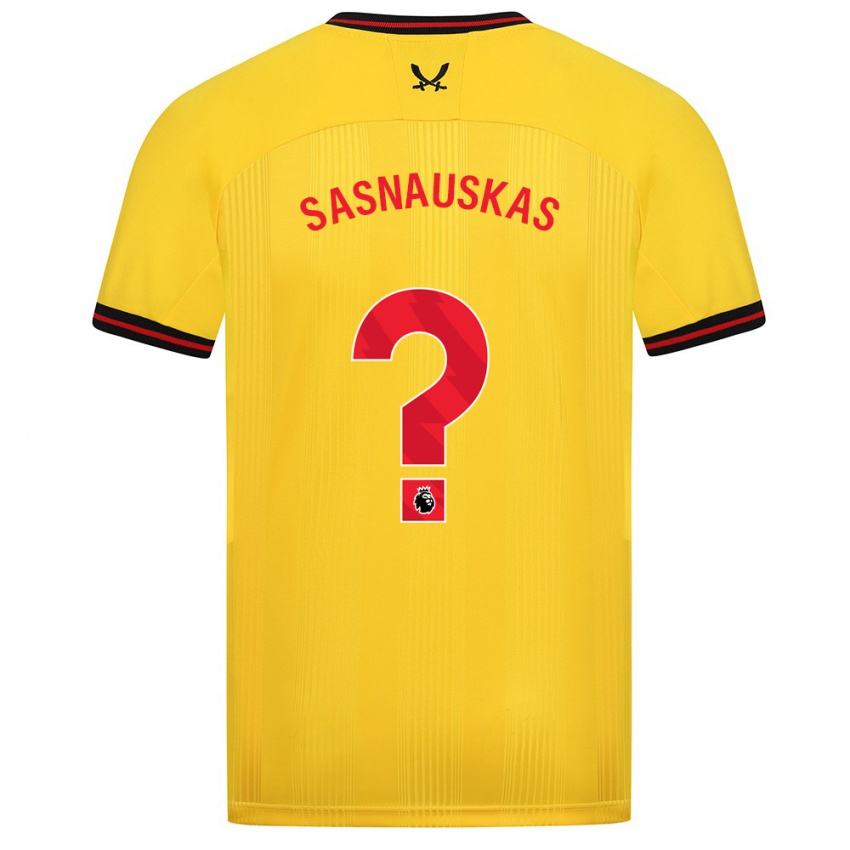 Hombre Camiseta Dovydas Sasnauskas #0 Amarillo 2ª Equipación 2023/24 La Camisa