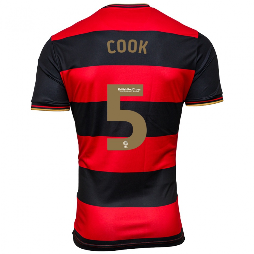 Hombre Camiseta Steve Cook #5 Negro Rojo 2ª Equipación 2023/24 La Camisa