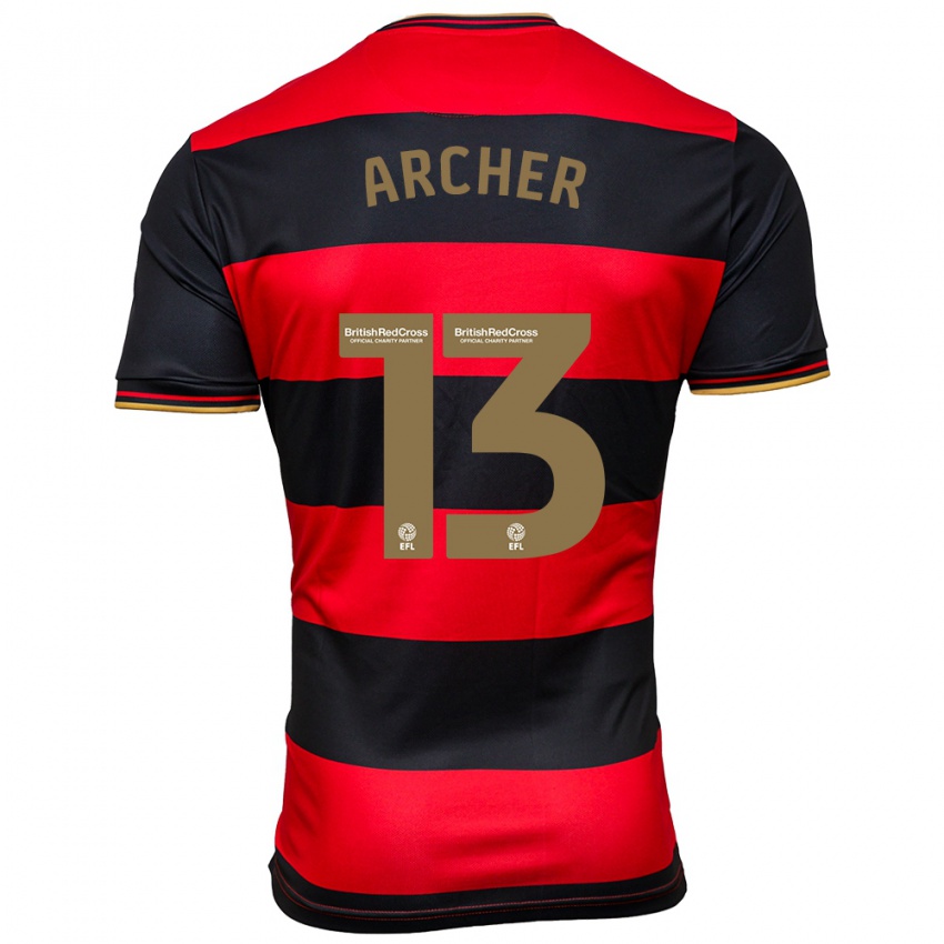 Hombre Camiseta Jordan Archer #13 Negro Rojo 2ª Equipación 2023/24 La Camisa