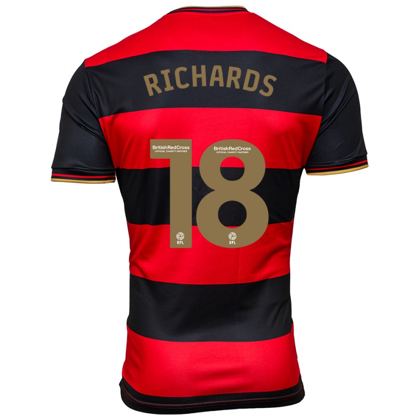 Hombre Camiseta Taylor Richards #18 Negro Rojo 2ª Equipación 2023/24 La Camisa