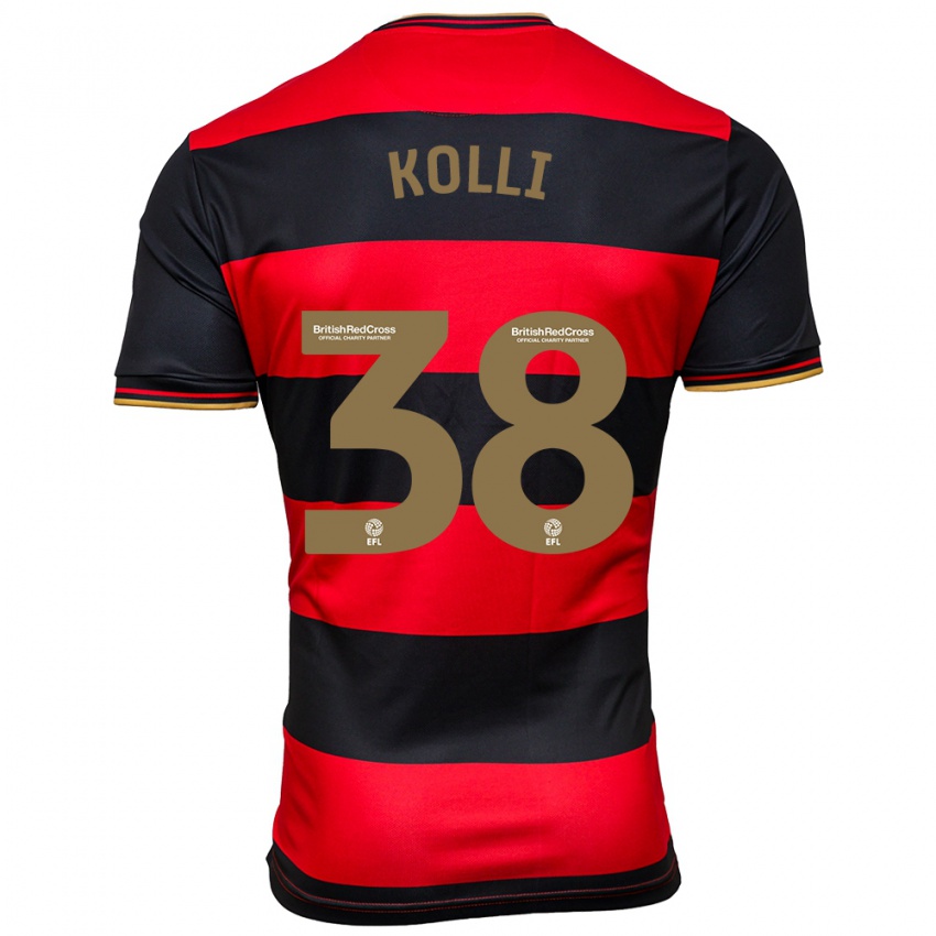 Hombre Camiseta Rayan Kolli #38 Negro Rojo 2ª Equipación 2023/24 La Camisa