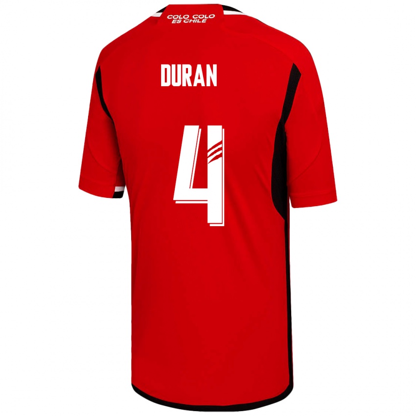 Hombre Camiseta Elisa Durán #4 Rojo 2ª Equipación 2023/24 La Camisa