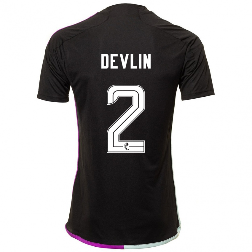 Hombre Camiseta Nicky Devlin #2 Negro 2ª Equipación 2023/24 La Camisa