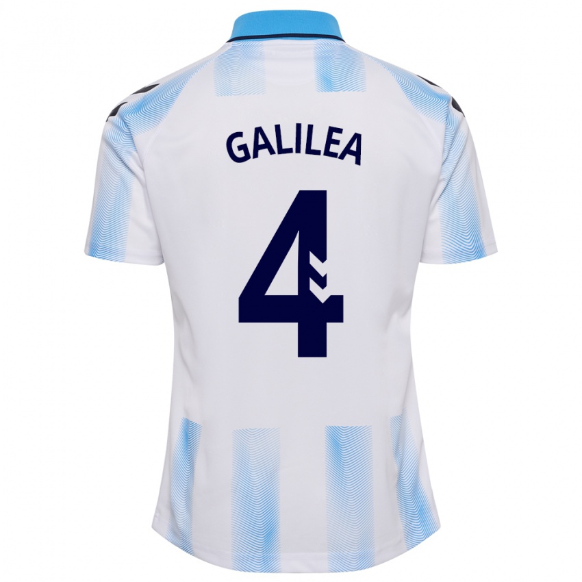 Mujer Camiseta Einar Galilea #4 Blanco Azul 1ª Equipación 2023/24 La Camisa