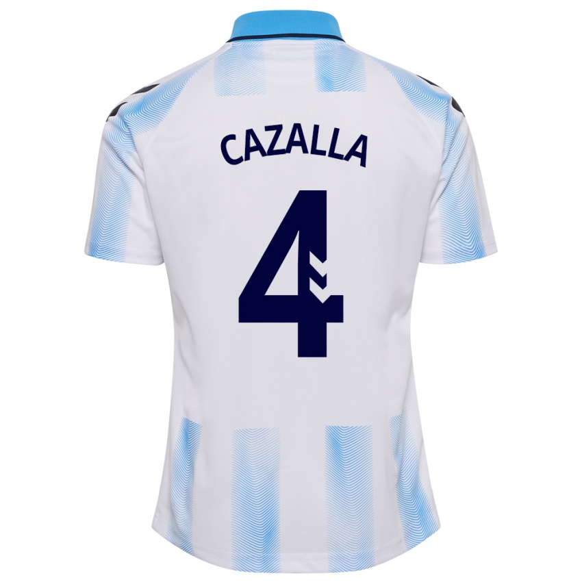 Mujer Camiseta Marta Cazalla #4 Blanco Azul 1ª Equipación 2023/24 La Camisa