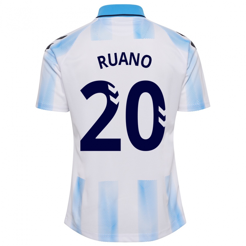 Mujer Camiseta Celia Ruano #20 Blanco Azul 1ª Equipación 2023/24 La Camisa