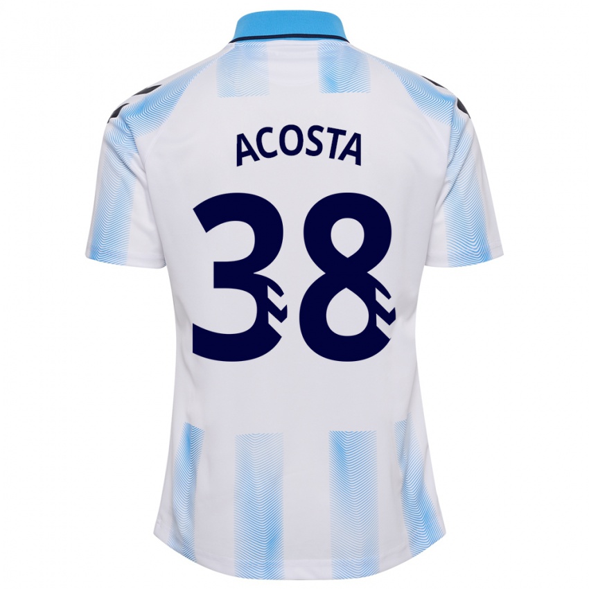 Mujer Camiseta Judith Acosta #38 Blanco Azul 1ª Equipación 2023/24 La Camisa