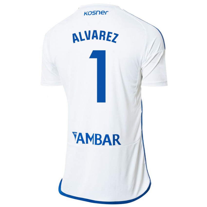 Mujer Camiseta Cristian Álvarez #1 Blanco 1ª Equipación 2023/24 La Camisa