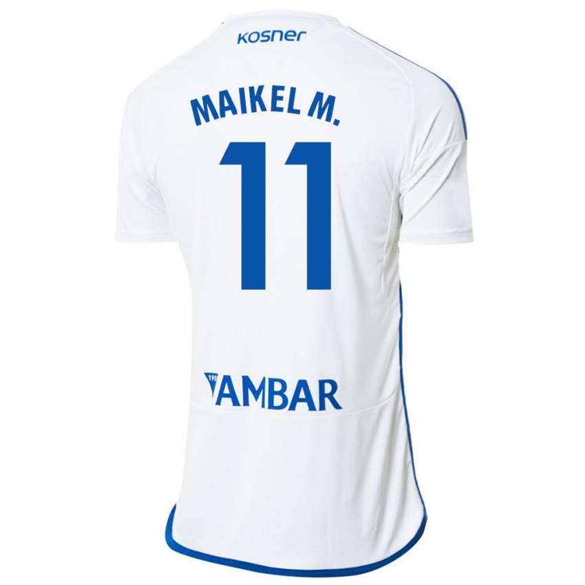 Mujer Camiseta Maikel Mesa #11 Blanco 1ª Equipación 2023/24 La Camisa