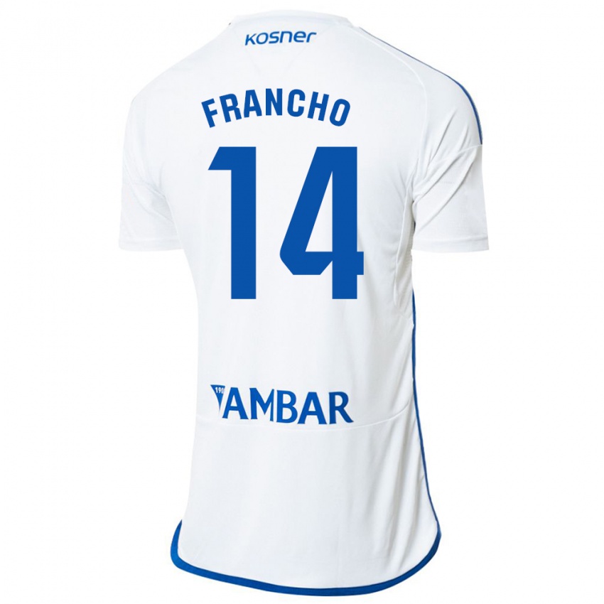 Mujer Camiseta Francho Serrano #14 Blanco 1ª Equipación 2023/24 La Camisa