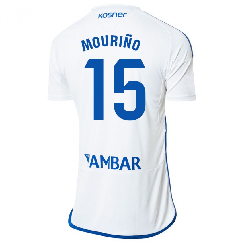 Mujer Camiseta Santiago Mouriño #15 Blanco 1ª Equipación 2023/24 La Camisa