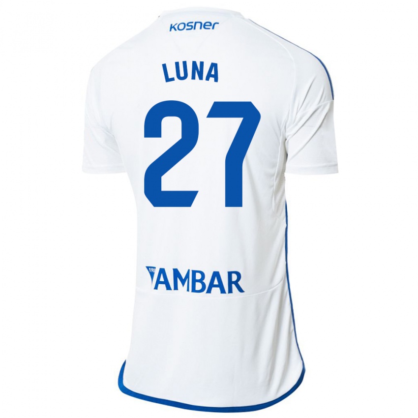 Mujer Camiseta Marcos Luna #27 Blanco 1ª Equipación 2023/24 La Camisa