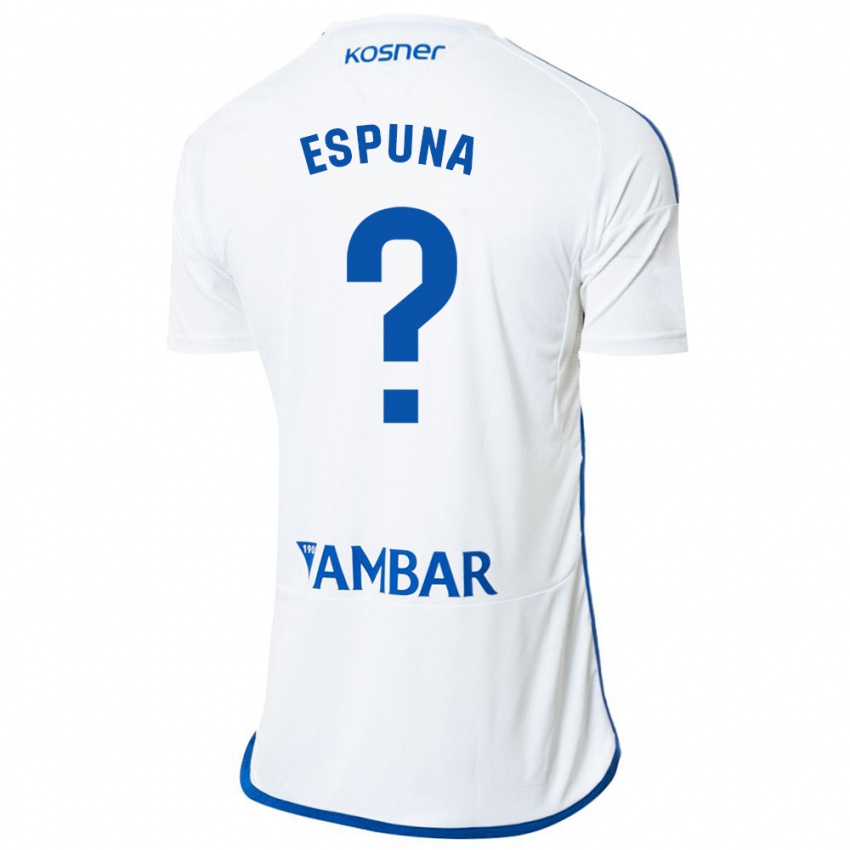 Mujer Camiseta Nico Espuña #0 Blanco 1ª Equipación 2023/24 La Camisa