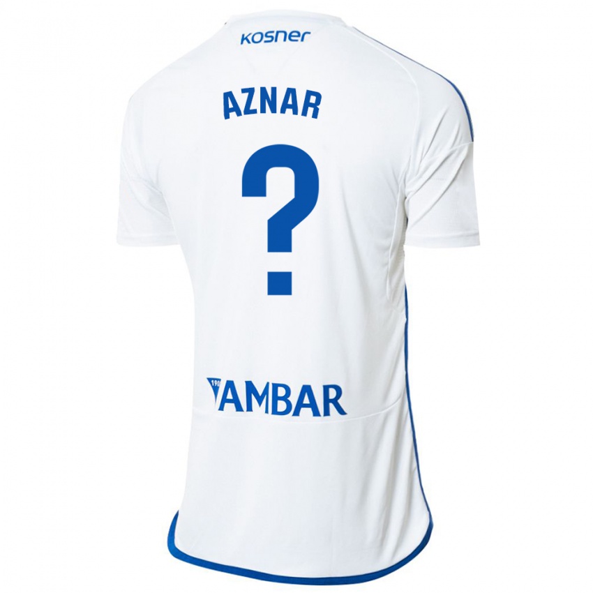 Mujer Camiseta Mario Aznar #0 Blanco 1ª Equipación 2023/24 La Camisa