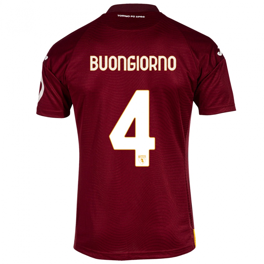 Mujer Camiseta Alessandro Buongiorno #4 Rojo Oscuro 1ª Equipación 2023/24 La Camisa