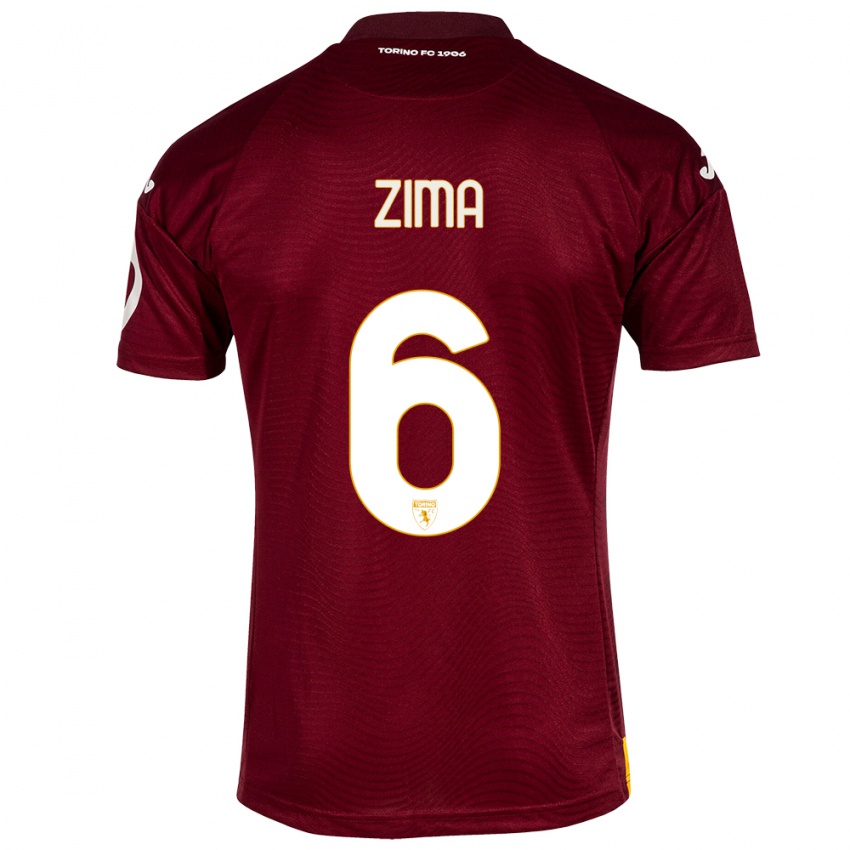 Mujer Camiseta David Zima #6 Rojo Oscuro 1ª Equipación 2023/24 La Camisa