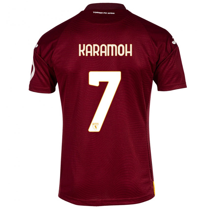 Mujer Camiseta Yann Karamoh #7 Rojo Oscuro 1ª Equipación 2023/24 La Camisa