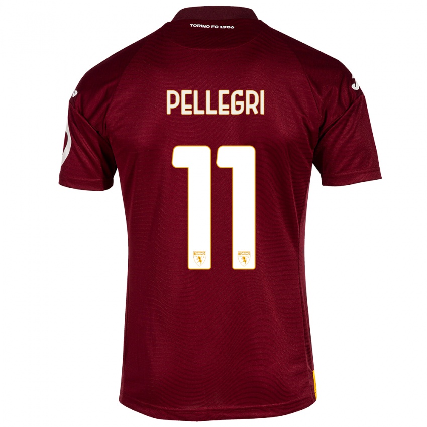 Mujer Camiseta Pietro Pellegri #11 Rojo Oscuro 1ª Equipación 2023/24 La Camisa