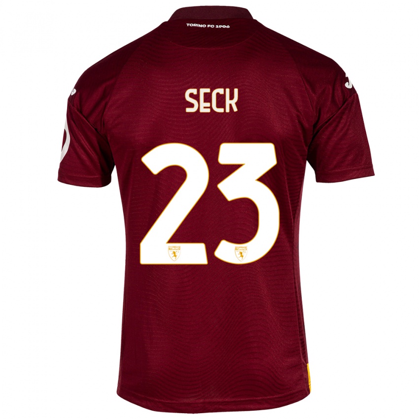 Mujer Camiseta Demba Seck #23 Rojo Oscuro 1ª Equipación 2023/24 La Camisa