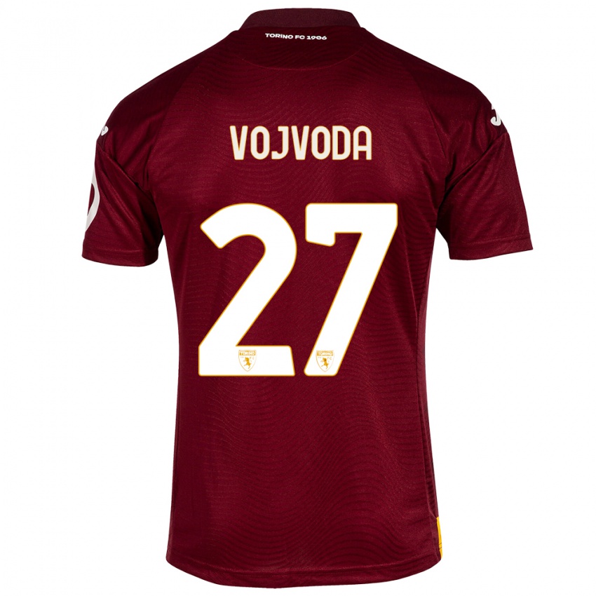 Mujer Camiseta Mërgim Vojvoda #27 Rojo Oscuro 1ª Equipación 2023/24 La Camisa