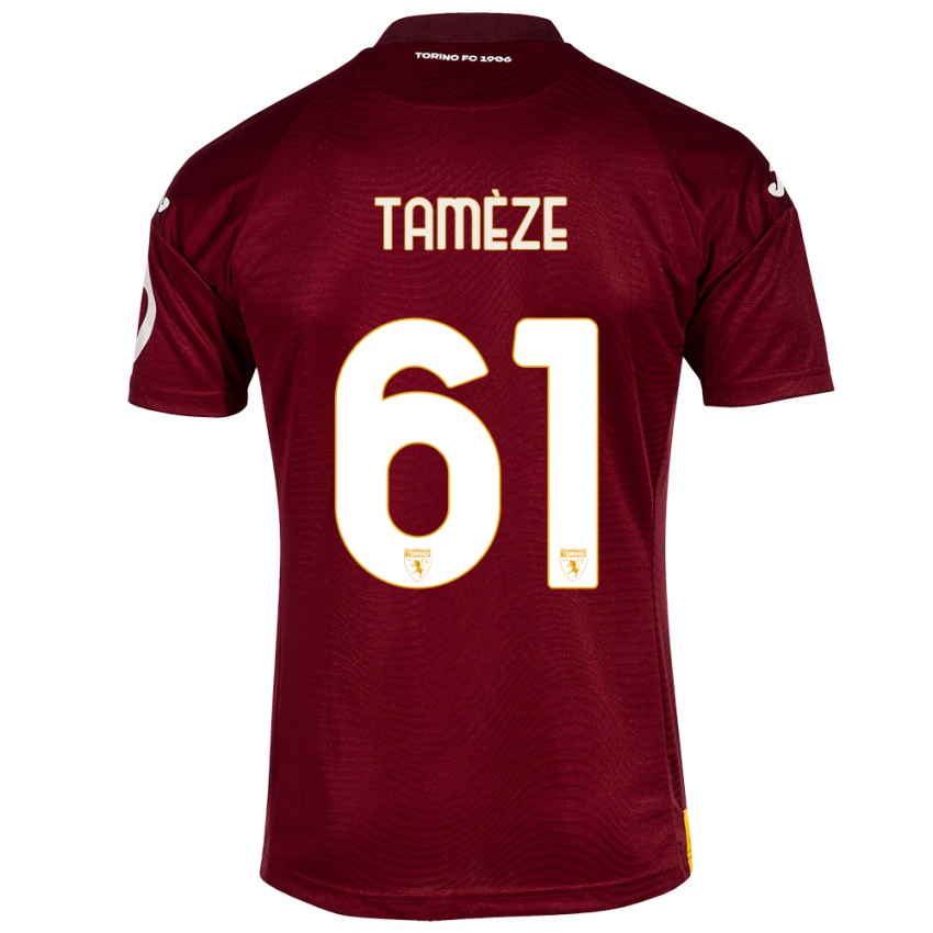 Mujer Camiseta Adrien Tamèze #61 Rojo Oscuro 1ª Equipación 2023/24 La Camisa