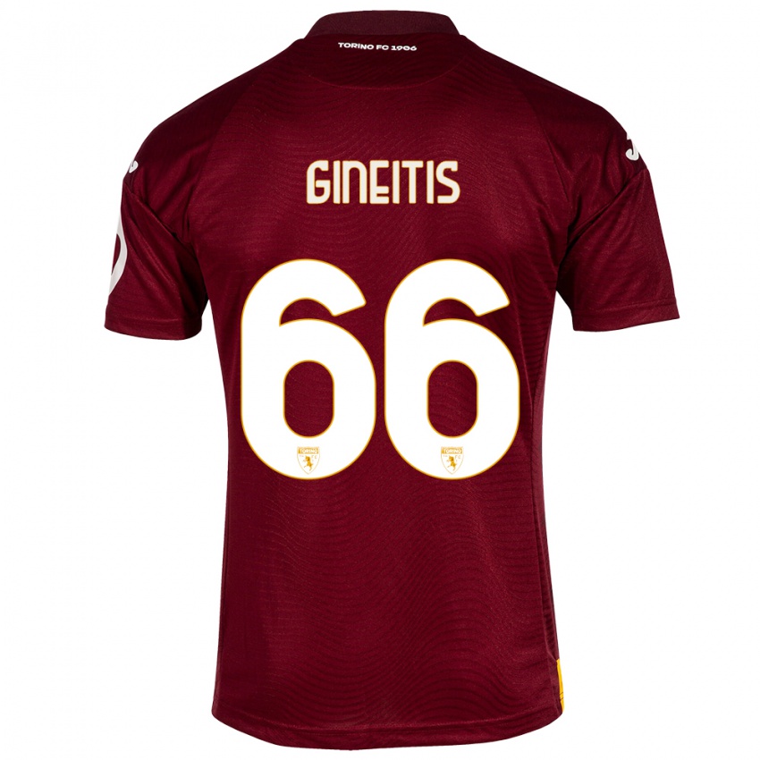 Mujer Camiseta Gvidas Gineitis #66 Rojo Oscuro 1ª Equipación 2023/24 La Camisa