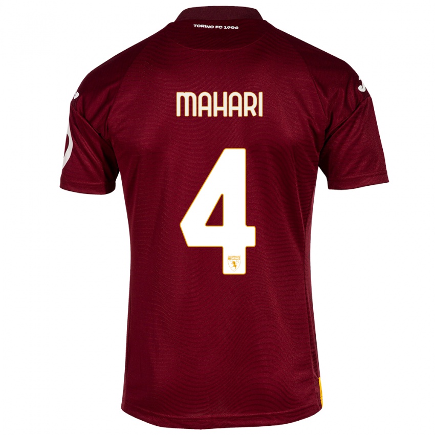 Mujer Camiseta Efdon Mahari #4 Rojo Oscuro 1ª Equipación 2023/24 La Camisa