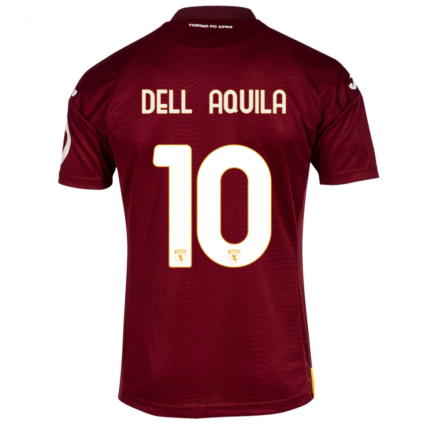 Mujer Camiseta Francesco Dell'aquila #10 Rojo Oscuro 1ª Equipación 2023/24 La Camisa