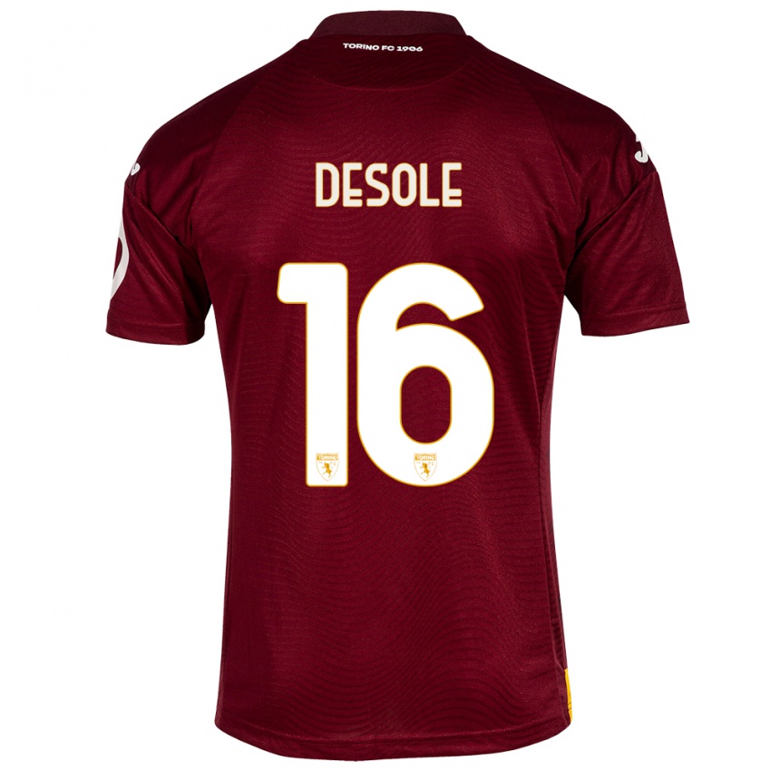 Mujer Camiseta Fabio Desole #16 Rojo Oscuro 1ª Equipación 2023/24 La Camisa