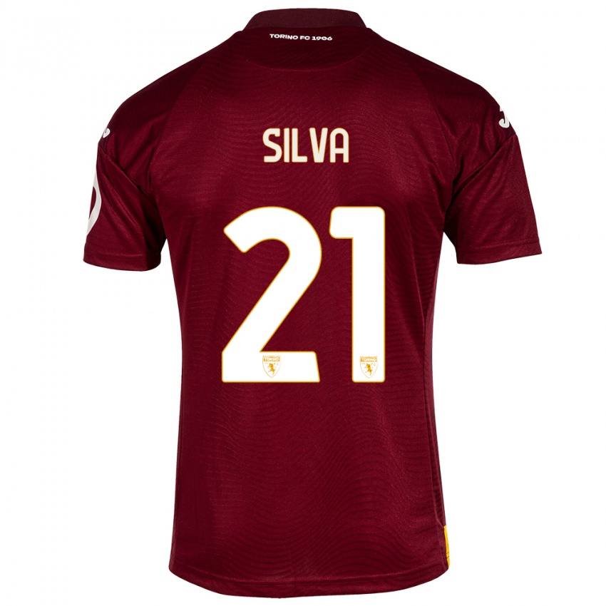 Mujer Camiseta Jonathan Silva #21 Rojo Oscuro 1ª Equipación 2023/24 La Camisa