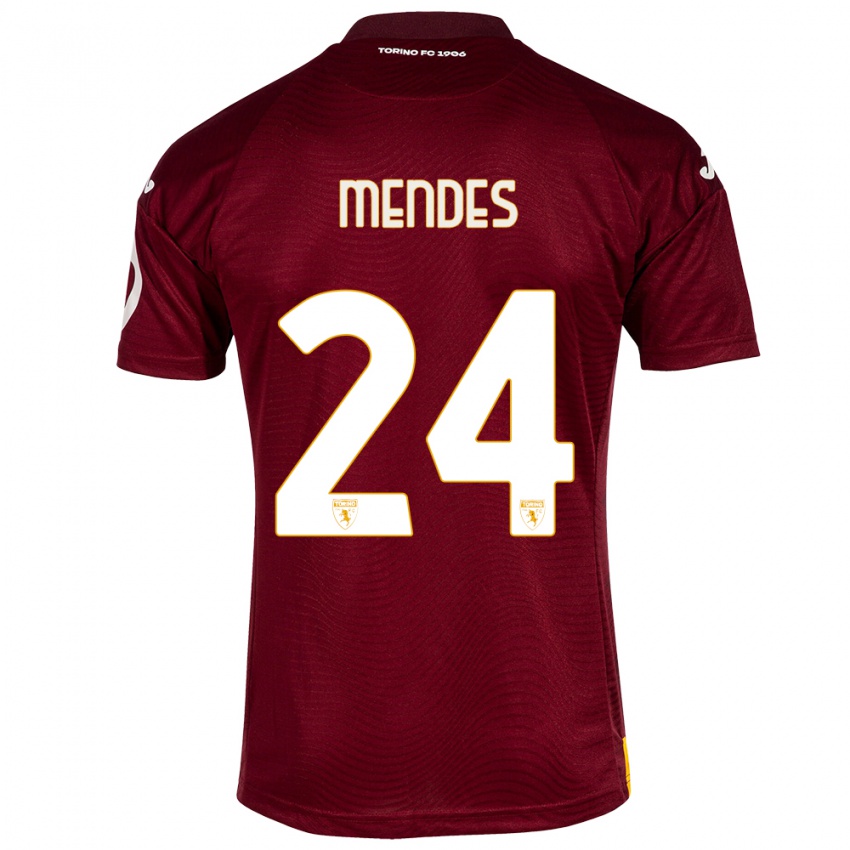 Mujer Camiseta Rodrigo Mendes #24 Rojo Oscuro 1ª Equipación 2023/24 La Camisa