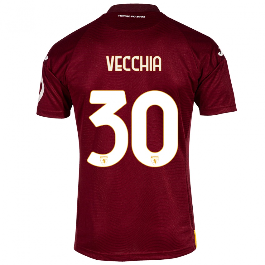 Mujer Camiseta Marco Dalla Vecchia #30 Rojo Oscuro 1ª Equipación 2023/24 La Camisa