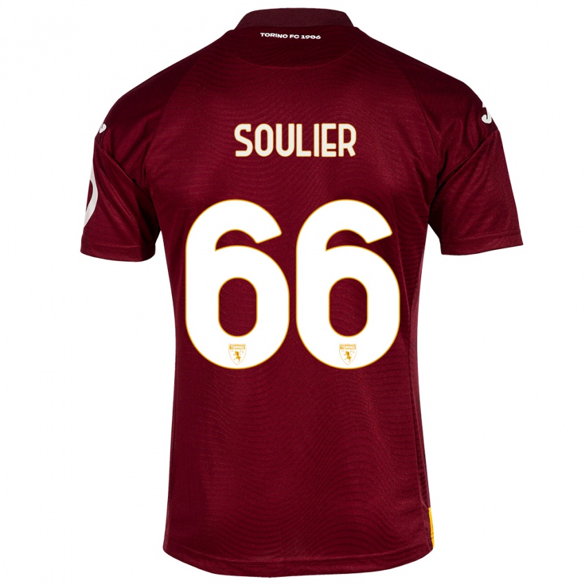 Mujer Camiseta Evan Soulier #66 Rojo Oscuro 1ª Equipación 2023/24 La Camisa